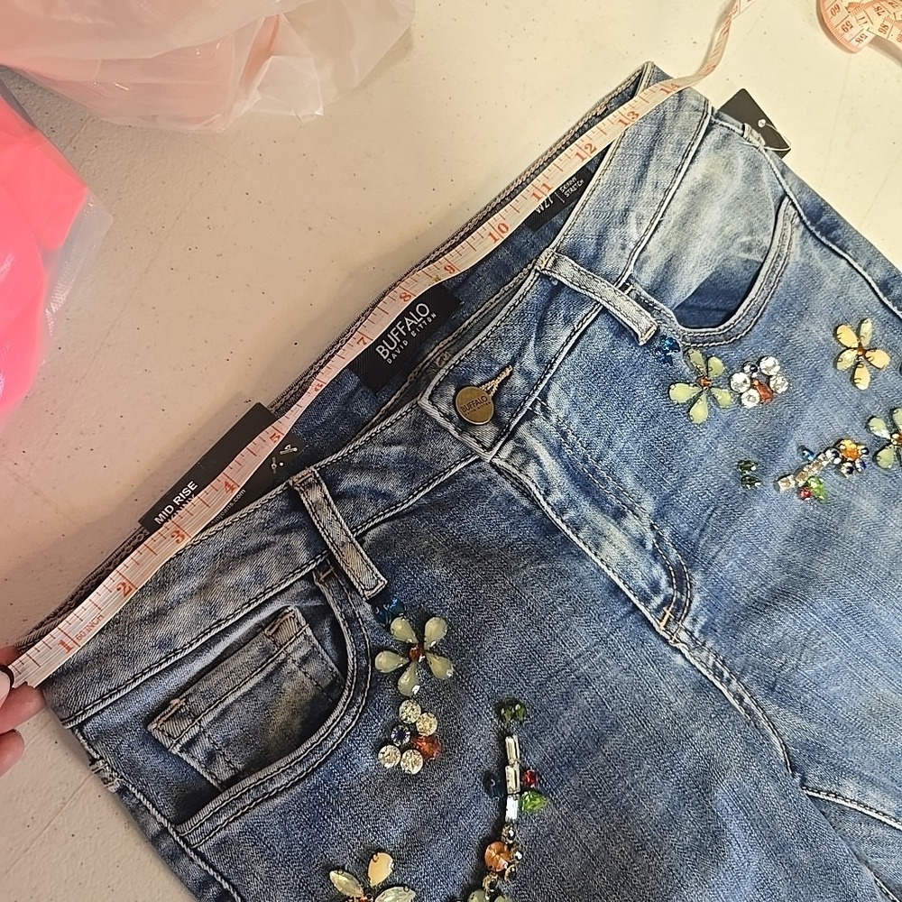BUFFALO DAVID BITTON NEW Women's Embellished Mid Rise Skinny Jeans Size 27 - Picture 8 of 11